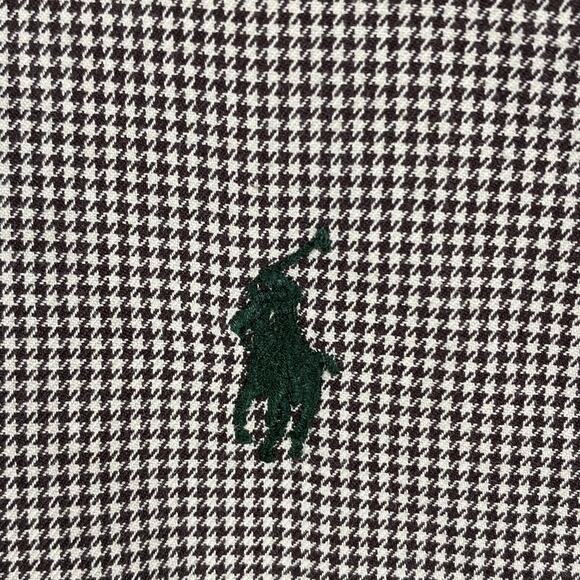 VTG Ralph Lauren Classic Fit Button Down Shirt Men's 17.5 XL Brown Houndstooth - Picture 1 of 7